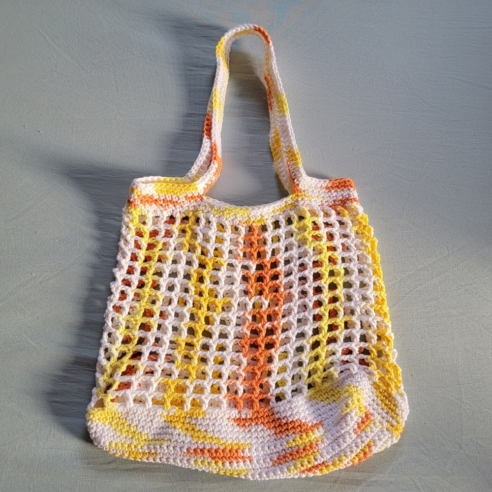 Handmade Crochet Market Bag Cotton Mesh Tote Eco-Friendly Reusable Grocery Bag - Picture 7 of 11
